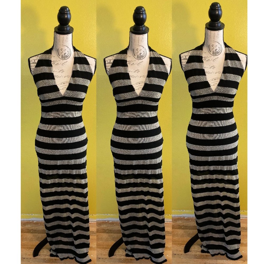H&M EVENING SILVER GLITTERED GOWN